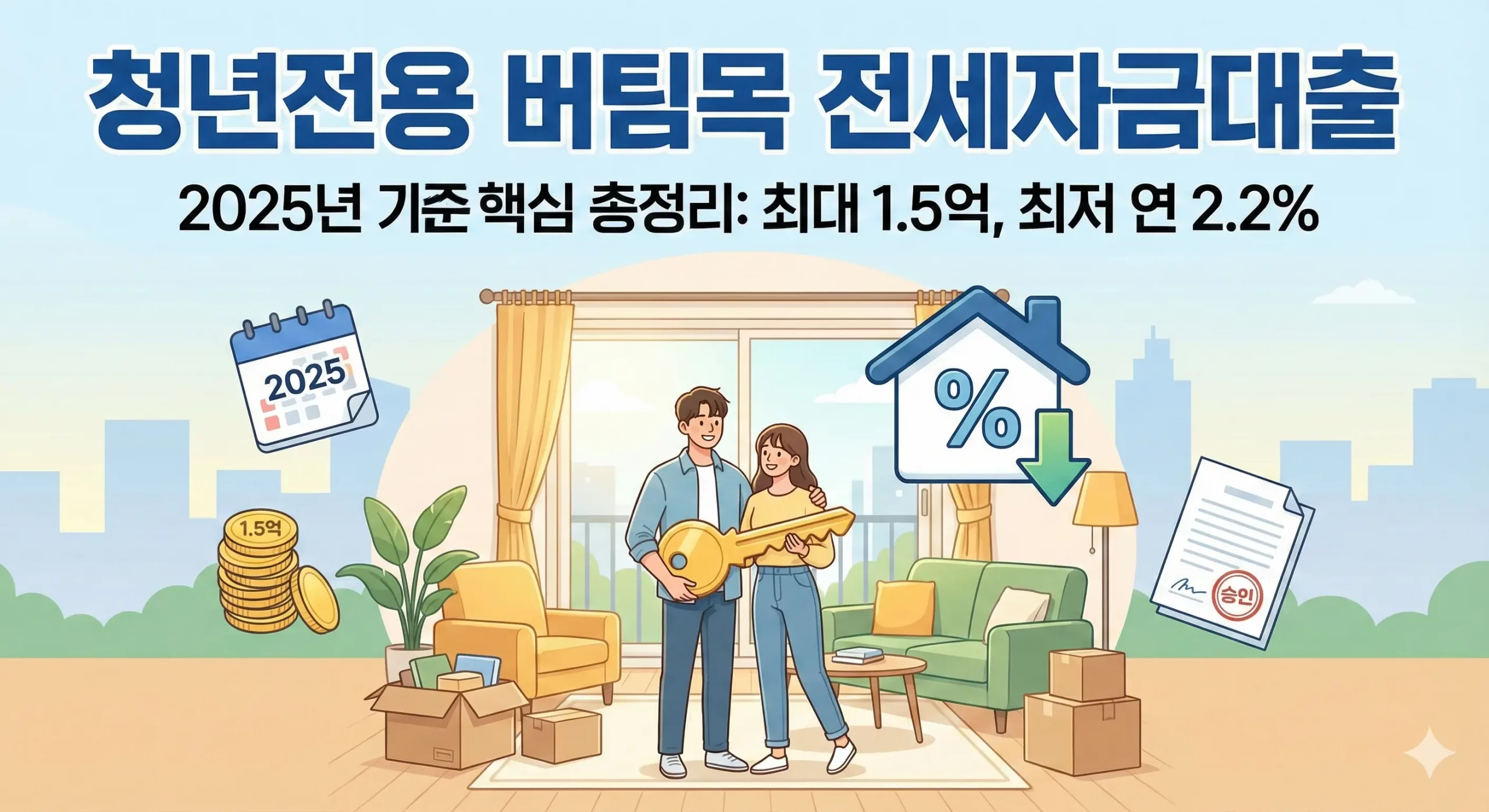 청년전용 버팀목 전세자금대출 핵심 조건(나이·소득·자산·보증금·한도·금리) 요약 이미지