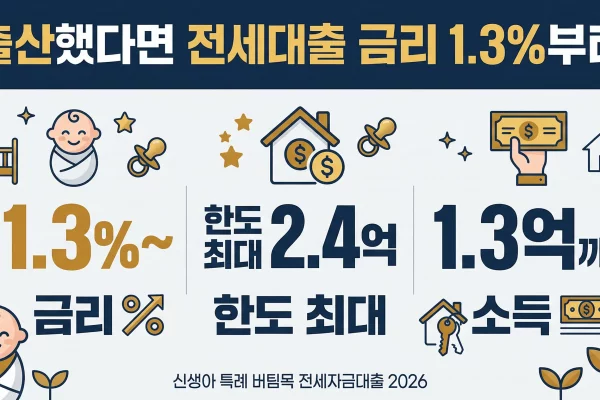 2026년 신생아 특례 버팀목 전세자금대출 조건 금리 한도 총정리