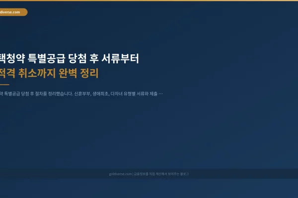 주택청약 특별공급 당첨 후 서류부터 부적격 취소까지 완벽 정리 인포그래픽